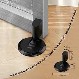 UBVIF No Magnetic Door Stopper, Adjustable, Mechanical Doorstop, Windproof Door Stop for Indoor, No Nails/Screws Needed,Heavy Duty Door Holder,Keep Door Open (1, Matte Black)