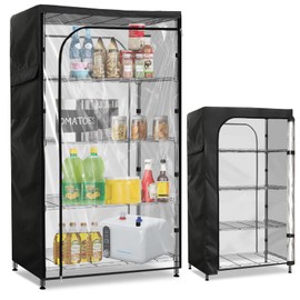 Sobana Waterproof Storage Shelf Cover, 36 x 18 x 72 Inch Wire Shelving Rack Cover with Clear Front Panel, Dustproof Shelving Unit Covers, Black