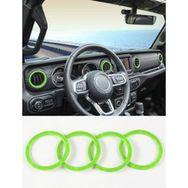Savadicar Light Green Interior Accessories - AC Air Vent Trim Ring Cover for 2018-2023 Jeep Wrangler JL JLU 4XE & Gladiator JT - Solid Color Interior Decor Upgrade Option, 4-Piece