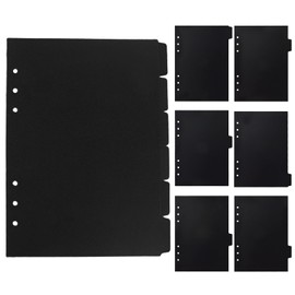 CHANJIF 6 Pcs A5 Loose Leaf Notebook, Divider Card, 6 Holes Index Card, Notebook Divider, File, Index Sheet, PP, Waterproof, Durable, Notebook, Journal, File, Study, Stationery, Office Supplies, Black