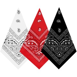 Pistha 3 Pack Bandanas for Women Men Cowboy Bandana Handkerchief Headband Face Mask Bulk for Party Costume (3, Red)