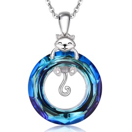 Aniu Cat Necklace S925 Sterling Silver Kitty Cat Pendant Birthday Mothers Day Graduation Anniversary Jewelry Gifts for Women Girls Cat Lovers