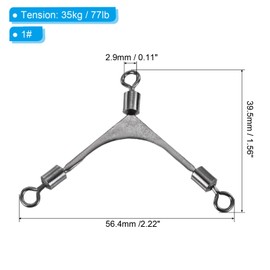 PATIKIL 3 Way Swivel Fishing Tackle 1# 77lb, 15Pcs Stainless Steel Cross-Line Swivels Rolling Barrel Triple Lure Connector Fishing Rigs for Saltwater Freshwater