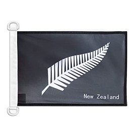 New Zealand Fern NAUTICAL Flag 18'' x 12'' - Black New Zeleander flags 30 x 45 cm - Banner 12x18 in for boat - AZ FLAG