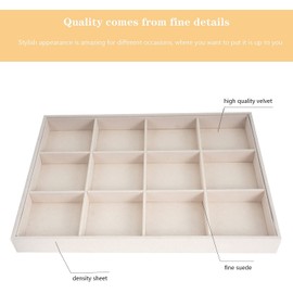 AIRZSNRY Velvet Jewelry Trays for Drawers, Large Jewelry Drawer Insert, Stackable Stacking Accessories Desktop Storage for Dresser(Beige,12grid)
