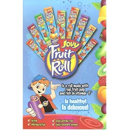 Variety pack of seven (7) 0.75oz Jovy Fruit Roll Snacks: Cherry, Raspberry, Strawberry, Watermelon, Grape, Green Apple and Mango