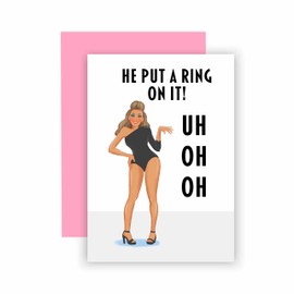 Huxters Engagement Congratulations card for Friend her Beyonce Single Ladies Women Getting Married Planner Bridezilla- 14.8cm (Put a Ring On it)