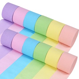 Koogel 12 Rolls Crepe Paper Streamers, Macaron Color Crepe Paper Pastel Streamers for Wedding Birthday Party Art Paper Crafts 1.8 Inch x 82 Ft/Roll