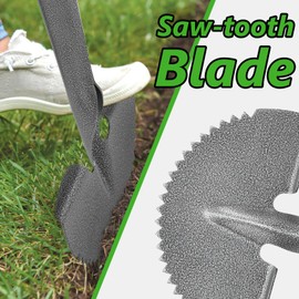 COSITA Edger Lawn Tool, 41-inch Manual Lawn Edger for Grass, Half Moon Hand Edger Tool with D-Grip, Metal Saw Tooth Garden Edger with Long Handle for Sidewalk, Yard