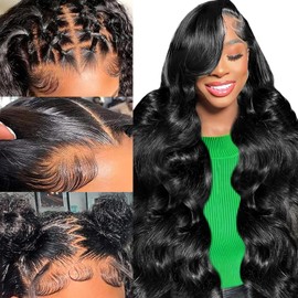 Wolfay 20 Inch 13x6 HD Lace Front Wigs Human Hair Body Wave 13x6 Transparent Frontal Wigs Human Hair Pre Plucked Natural Hairline Body Wave Glueless Human Hair Wig for Women Daily Party Natural Black