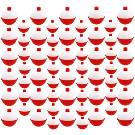 Woozettn 60 Pcs Fishing Float,Hard ABS Fishing Bobber Bulk,Push Button Round Buoy Floats for Fishing Tackle Accessories,1/1.5 Inch