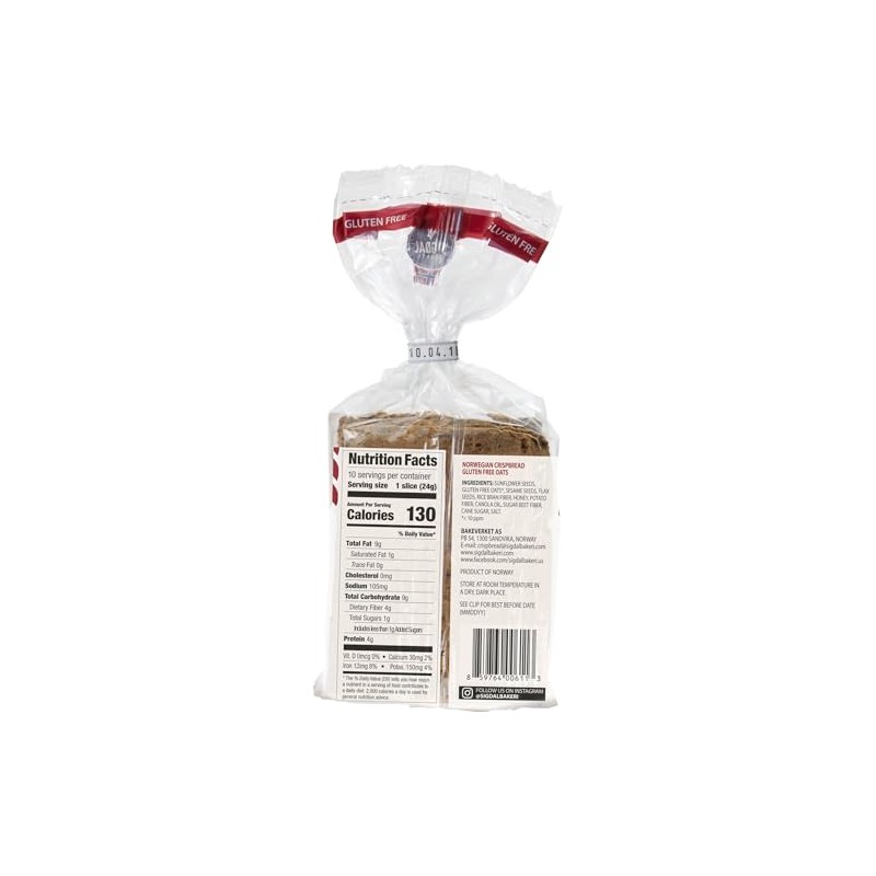 Sigdal Bakeri Gluten Free Oats | Norwegian Wholegrain Crispbread |