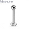 PiercedOff Titanium Labret with Externally Threaded Ball - Thickness 16GA