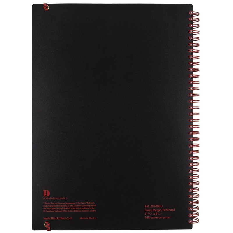 CASE OF 6 Black n' Red Twin Wirebound Notebook, Poly