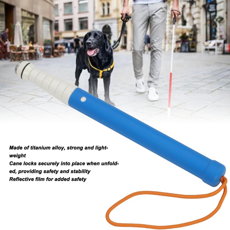 Telescoping Blind Cane, Portable Alloy Reflective Blind Walking Stic, Lightweight