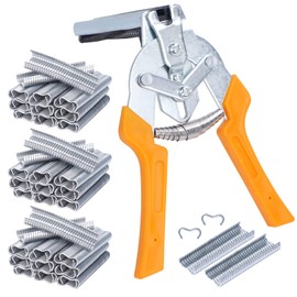 NAOEDEAH Type M Nail Ring Pliers with 1800pcs M Clips, Hog M Nail Ring Pliers Kit for Fencing Animal Cages Wire Cage Clips Plier for Installation Fence Fastening