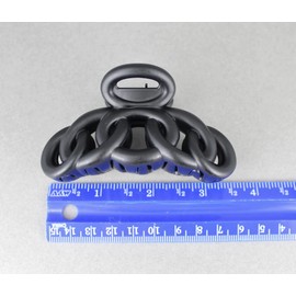 matte Blackhair clip plastic 3 3/8 inches long big barrette claw clamp oval chain link matte black