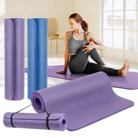 Wide Yoga Mat with Strap for Pilates, Ballet & Home Workouts Deep Purple