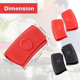 2 Pairs an Red and Black Silicone Assist Pot Handle Holders - Heat Insulated, Non-Slip, Ideal for Pans, Griddles & Skillets