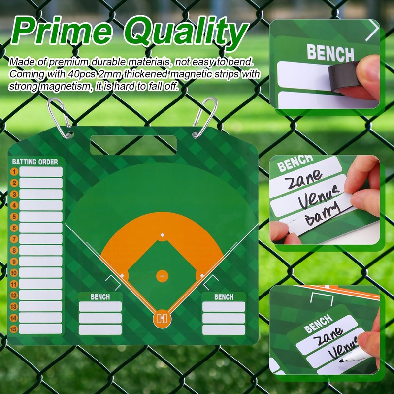 Magnetic Baseball Lineup Board, Baseball Clipboard Lineup Cards for Dugout,