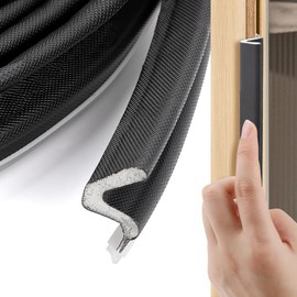 40 Feet Extra Thick Door Weather Stripping, FlyCoco Black Replacement Weather Stripping Door Seal, Soundproof Door Seals for Exterior Doors Easy Install Frame V Shaped Block Cold Air Light