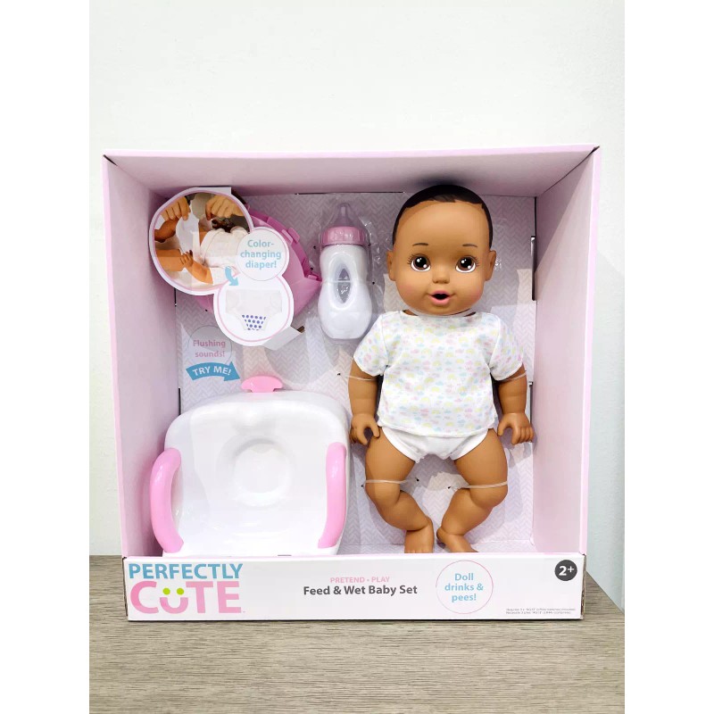 Perfectly Cute Feed & Wet 14" Baby Set - Dark