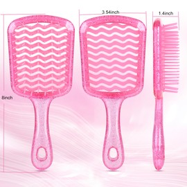 Detangling Hair Brush for All Wet or Dry Hair Types, Pain-Free Brushing Durable, Anti-Static Bristles, Lightweight Handle, Vented Wave UltraFlex Hair Brush (Rose Quartz Pink)