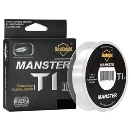 Seaknight T1 II Double Layers Fluorocarbon Coated Line 50m/100m Carp Fishing Line Transparent Invisible Monofilament Fast Sinking Clear Leader Line for Saltwater Sea Fishing 3-100LB