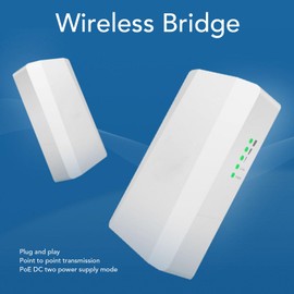 Wire Less Bridge, 2.4G 300Mbps Point to Point Wi Fi Bridge Outdoor CPE IP65 Waterproof 500m Distance 24V PoE Power Wire Less Access Point with Gigabit Ethernet Port for PTP PTMP