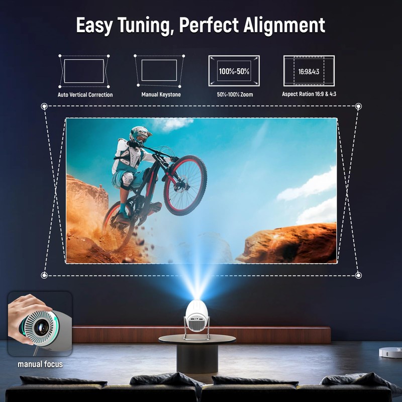 Mini Projector, 4K Support Portable Projector with WiFi 6 and