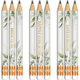 Markt Mini Pencils for Bridal Shower Games, Bridal Shower Pens, Small Pencil Set For Prizes, Game Winner Gifts, Golf Pencils With Erasers (Greenery, Eucalyptus)