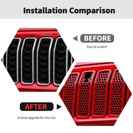 Front Grille Mesh Inserts with Camera Grill Decoration Exterior Accessories Compatible with Jeep Wrangler JL JLU & Gladiator JT 2024+,Red