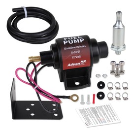 AdvanEX Universal Electric Fuel Pump 12V, 35 GPH, 1-2 A, 5-9 PSI with 1 Piece of 6.56-foot (2-meter) Fuel Hose & Fuel Filter for Gasoline and Diesel Engines