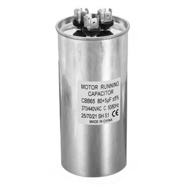 PATIKIL 80+5uF ±5% 80/5MDF 370/440V AC Fan Start Capacitor, CBB65 Circular Dual Run Capacitor for AC Motor Run Air Conditioner Cool Heat Pump Condenser Straight