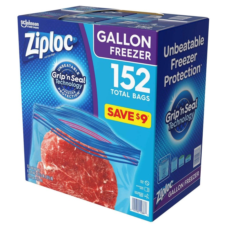 Ziploc Easy Open Tabs Freezer Gallon Bags, 152 Count (Pack