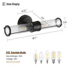Linour Bathroom Sconce Wall Lighting - Black Bathroom Vanity Light Fixture Vertical and Horizontal Wall Mount 2-Light Modern Indoor Wall Light for Hallway Living Room(E12 Bulbs Excluded)