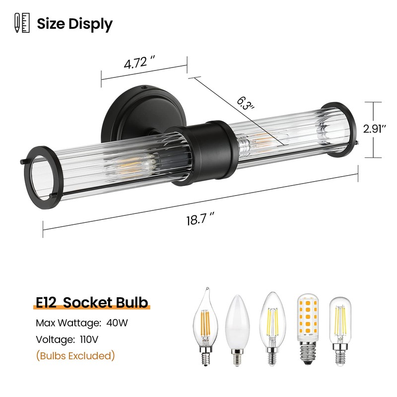 Linour Bathroom Sconce Wall Lighting - Black Bathroom Vanity Light