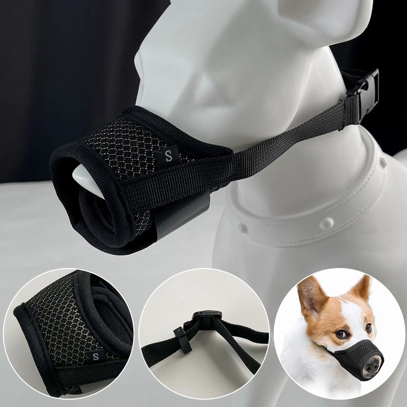 Dog Muzzle Breathable Mesh and Durable Nylon with Adjustable Loop