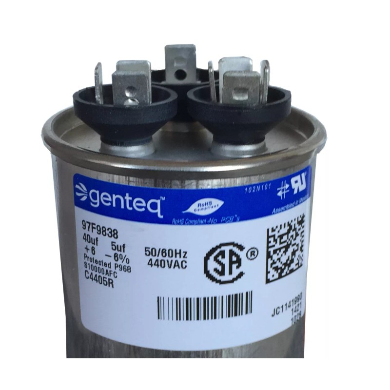 GE/Genteq Dual Run HVAC Capacitor 40/5 uf MFD 440VAC Z97F9856