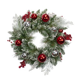 Northlight Flocked Mixed Pine with Ornaments Artificial Christmas Wreath - 24" - Unlit