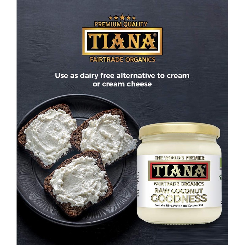 TIANA Fairtrade Organic Raw Coconut Goodness, Pure Unsweetened Coconut Flesh