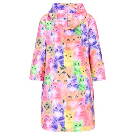 Jxstar Girls Bathrobes Pajamas PJs Kids Hooded Robes Plush Soft Fleece Sleepwear,Size 10 11 Cat