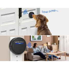weird tails Wireless Doorbell, Dog Bells for Potty Training IP55 Waterproof Doorbell Chime Operating at 950 Feet with 55 Melodies 5 Volume Levels LED Flash (1 Receiver 2 Transmitters)