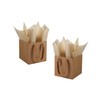IN-JOOYAA 10 Pcs Kraft Brown Square Gift Bags with Tissue