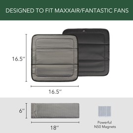 VANNCAMP Magnetic RV Roof Vent Cover for MaxxAir/Fantastic Fan, 16.5" x 16.5", Foldable Insulated Blackout Skylight Cover,3 Season