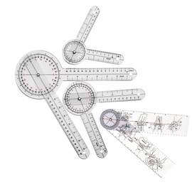 4 PCS Goniometer Set,Goniometer 6/8/12 Inch Occupational Physical Therapy Protractor Tool Measurement Angle Ruler Kit Plastic 360 Degree Universal