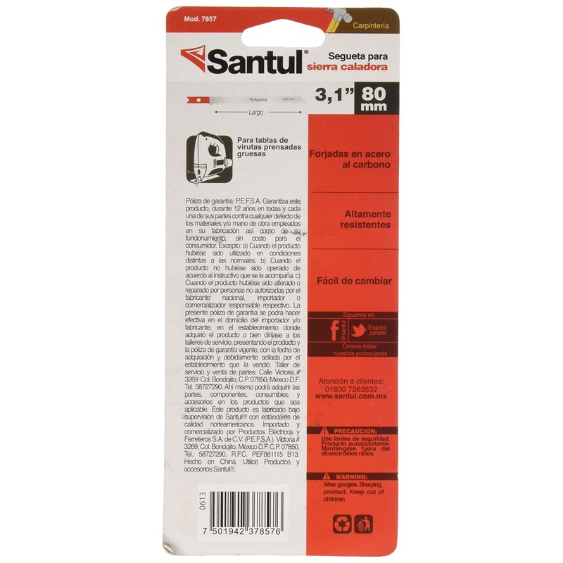 Santul 7857 Juego de 5 Seguetas para Caladora Grueso Madera