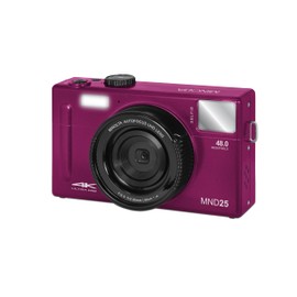 Minolta 48MP Autofocus Digital Camera with Selfie Mirror – 4K Ultra HD Video, 16x Digital Zoom, 3.0” LCD, Face Detection, Smile Capture, Scene Modes, Rechargeable Battery, Memory Card (Magenta)