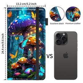 WZCJDHMJ Leather Car Document Holder -Vehicle Registration & Insurance Card Organizer for Auto, Truck -ID & Driver's License Storage for Men Women,Glowing Mushroom