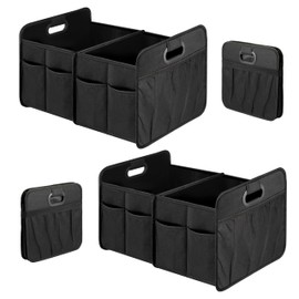 InfiniPower 50L Car Trunk Organizer, Collapsible 2 Compartment SUV Trunk Storage, Anti Slip Waterproof 600D Oxford Polyester, Fits Minivan Truck Standard Size, 2 Pack, Black New